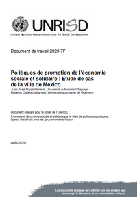 Politiques de promotion de l’économie sociale et solidaire : Etude de cas de la ville de Mexico